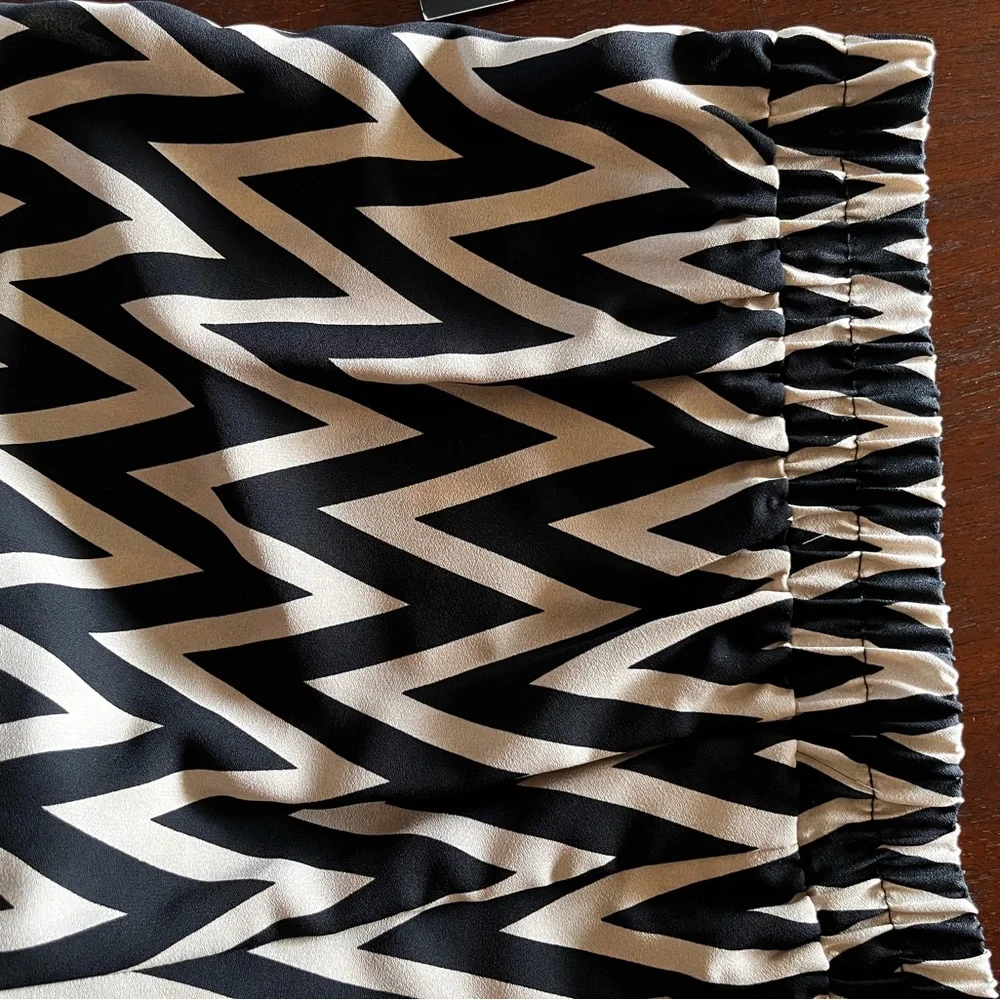 NWT AB STUDIO tan cream black geometric print palazzo pants - Picture 5 of 9